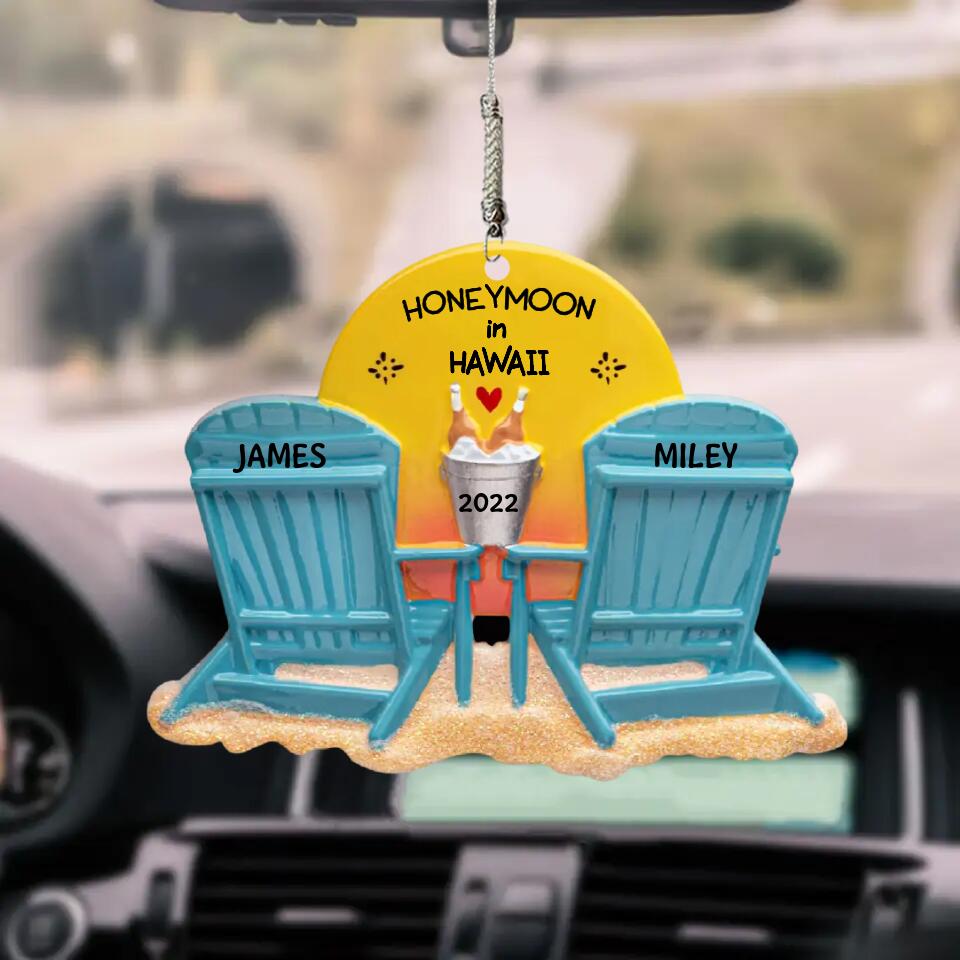 Personalized Car Hanging Ornament - Gift For Couple - Beach Memory ARND006 AGCTH001