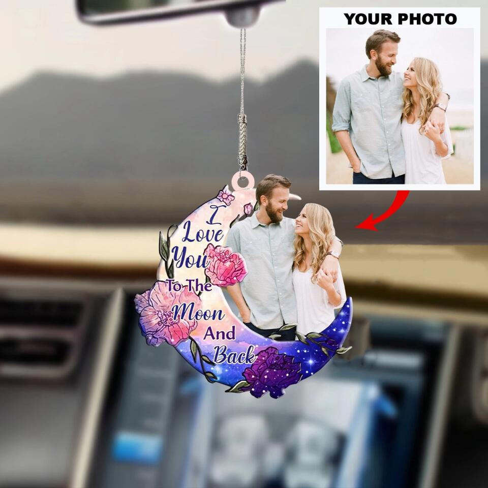 Personalized Car Hanging Ornament - Gift For Couple - I Love You To The Moon And Back ARND0014 AGCPD019