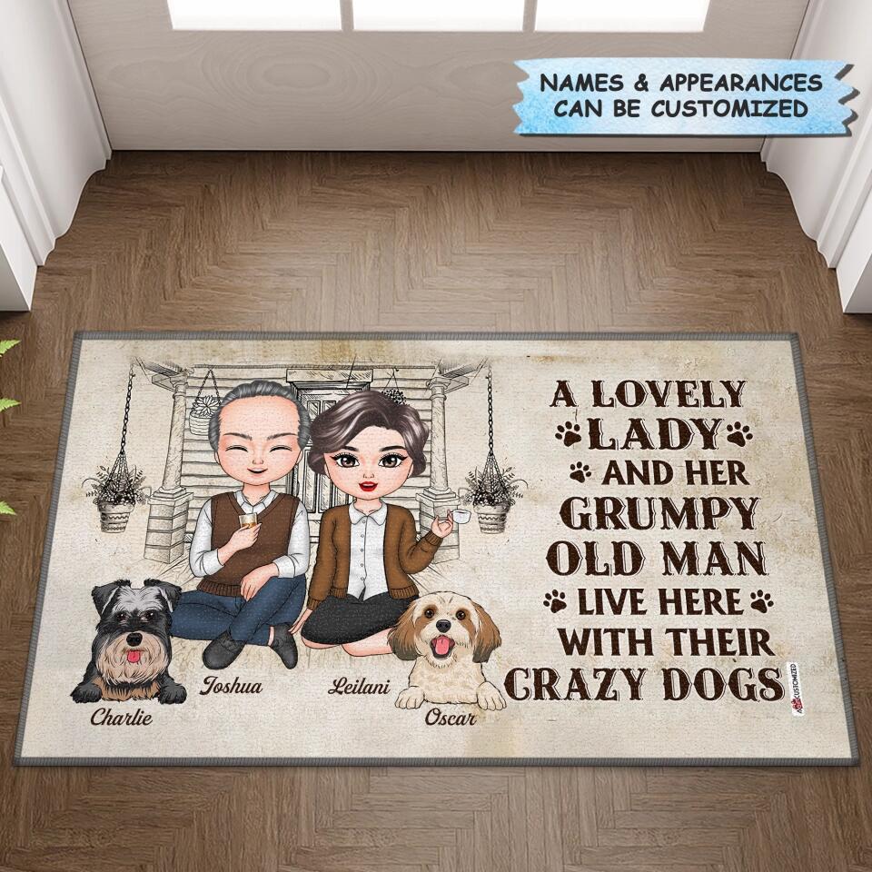 Personalized Doormat - Gift For Couple - A Lovely Lady And A Grumpy Old Man Live Here ARND0014