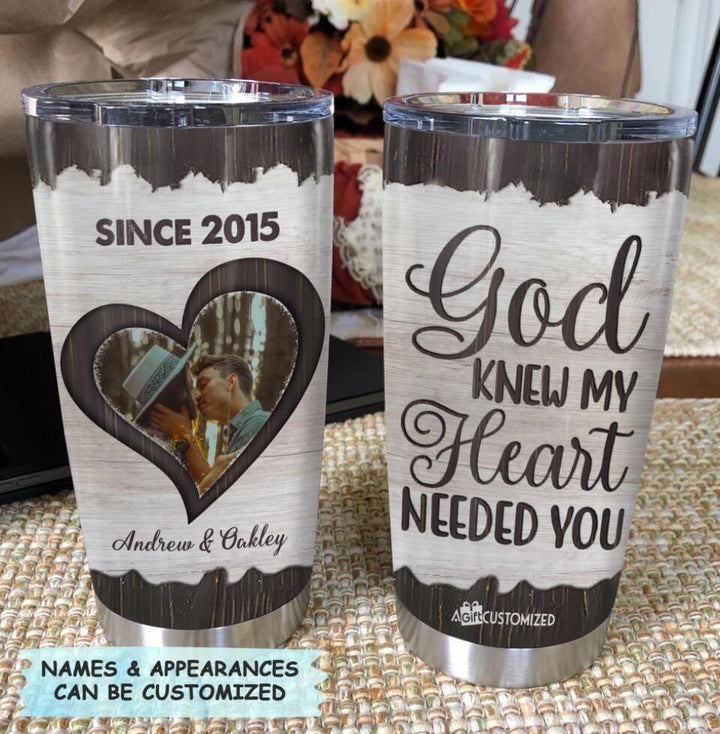 Personalized Tumbler - Gift For Couple - God Knew My Heart Needed You ARND036