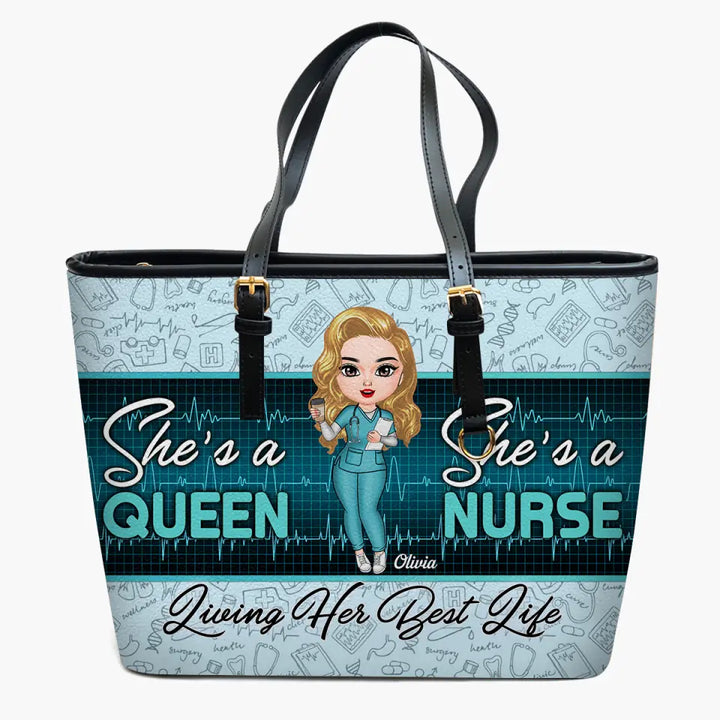 Personalized Leather Bucket Bag - Gift For Nurse - Living Her Best Life ARND018