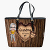 Personalized Leather Bucket Bag - Gift For Grandma - Hearts Tree ARND0014