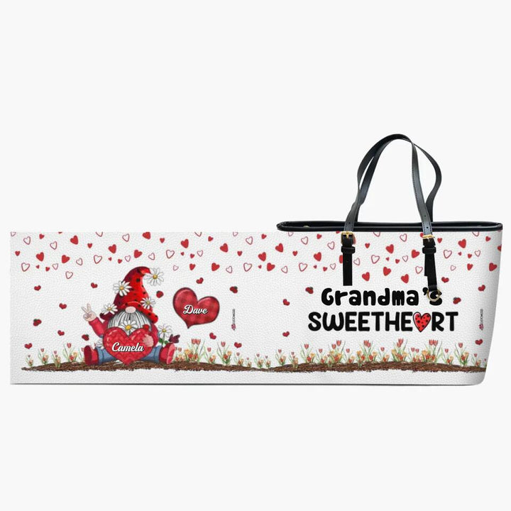 Personalized Leather Bucket Bag - Gift For Mom & Grandma - Grandma's Sweethearts ARND018