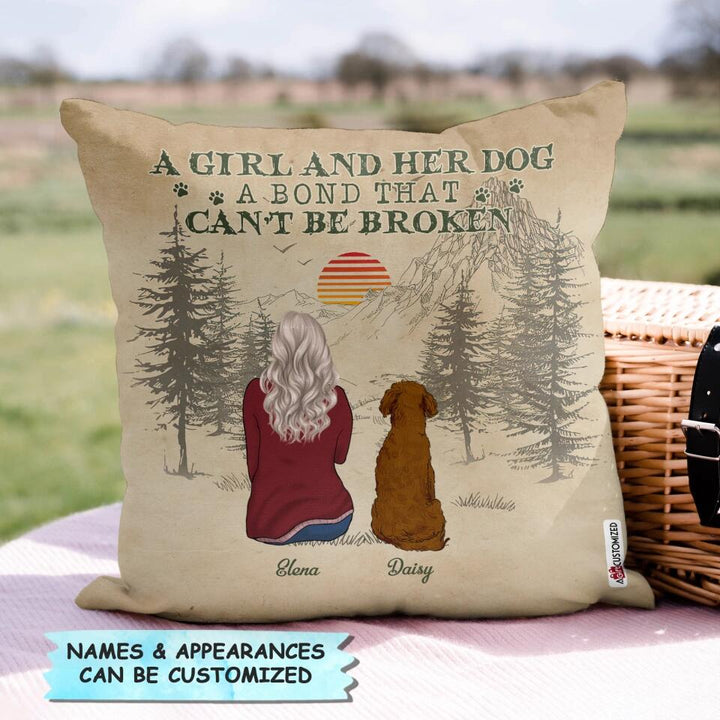 Personalized Pillow - Gift For Dog Lover - A Girl And Her Dog ARND0014
