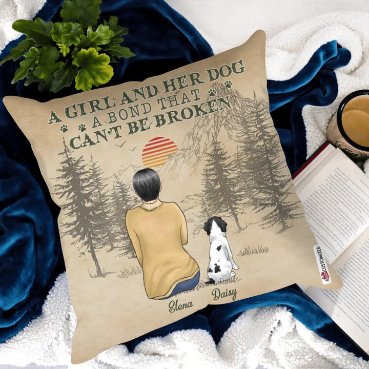 Personalized Pillow - Gift For Dog Lover - A Girl And Her Dog ARND0014