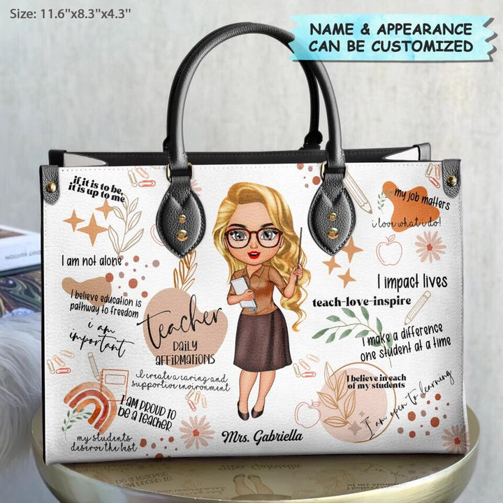 Personalized Leather Bag - Gift For Teacher - Teacher Daily Affirmation ARND018