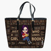 Personalized Leather Bucket Bag - Gift For Reading Lover - Just A Girl Who Loves Books ARND005