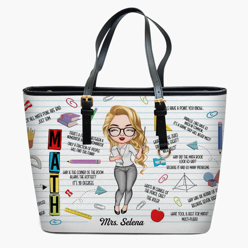 Personalized Leather Bucket Bag - Gift For Teacher - Math Teacher ARND018