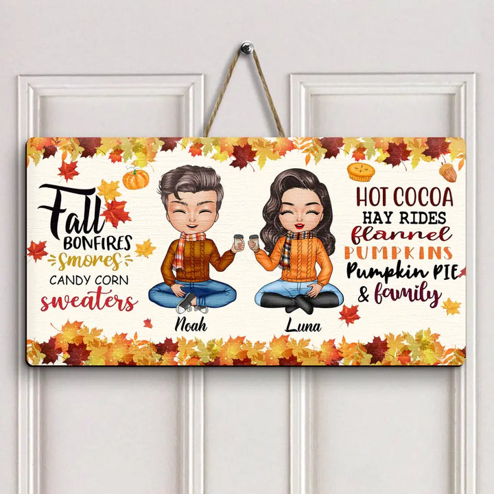Personalized Door Sign - Gift For Family - Fall Bonfires