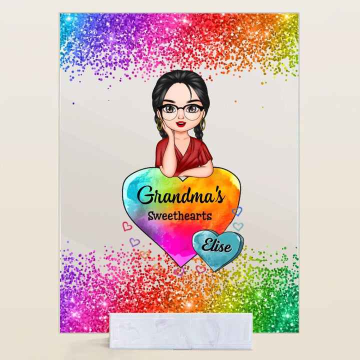 Personalized Acrylic Plaque - Gift For Grandma - Grandma Colorful Hearts ARND0014