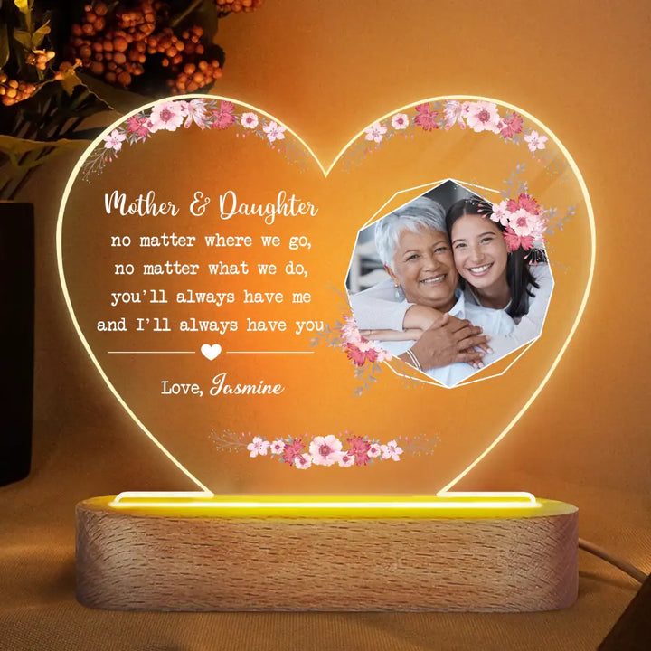 Personalized Acrylic LED Night Light - Gift For Mom - Mother And Daughter ARND037