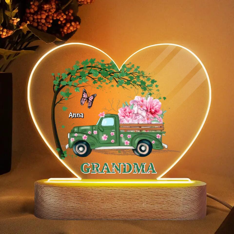 Personalized Acrylic LED Night Light - Gift For Grandma - Floral Grandma ARND018