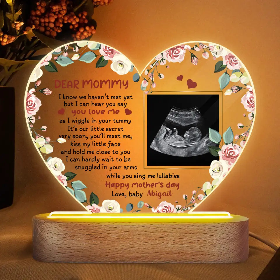 Personalized Acrylic LED Night Light - Gift For Family Member - Dear Mommy, I Know We Haven't Met Yet ARND037