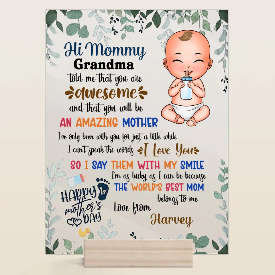 Personalized Acrylic Plaque - Gift For Mom - World's Best Mom ARND018