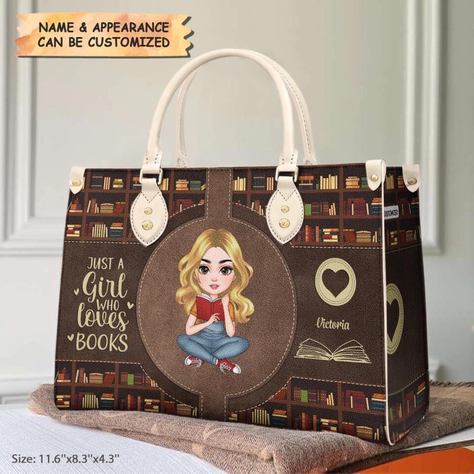 Personalized Leather Bag - Gift For Reading Lover - Just A Girl Who Loves Books ARND005