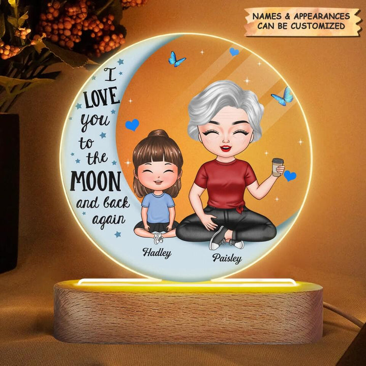 Personalized Acrylic LED Night Light - Gift For Grandma - I Love You To The Moon Blue Moon ARND0014