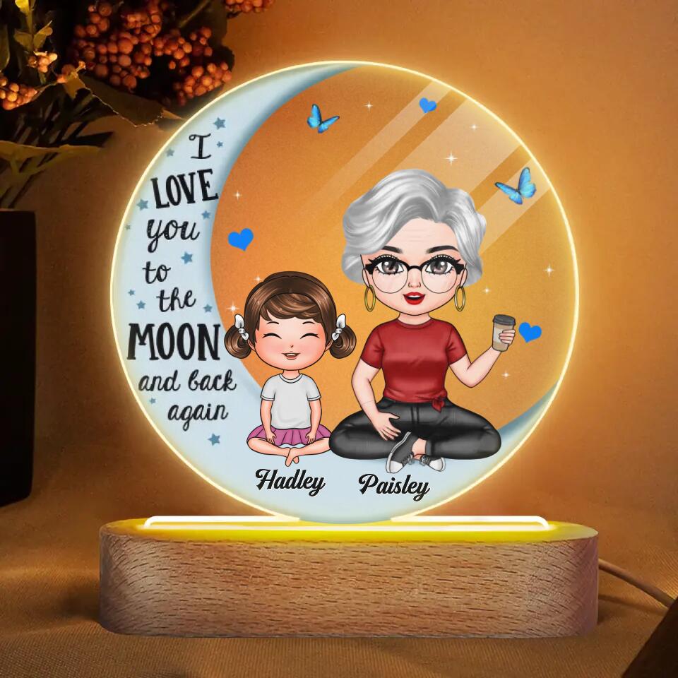 Personalized Acrylic LED Night Light - Gift For Grandma - I Love You To The Moon Blue Moon ARND0014