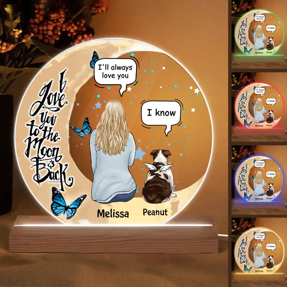 Personalized 3D LED Light Wooden Base - Gift For Mom- I Love You To The Moon And Back ARND0014