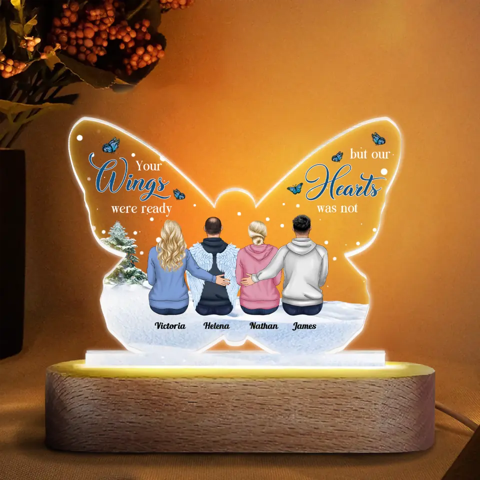 Personalized Acrylic LED Night Light - Gift For Family - Your Wings Were Ready ARND036