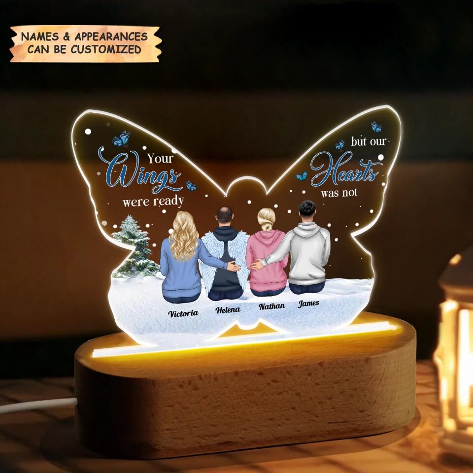 Personalized Acrylic LED Night Light - Gift For Family - Your Wings Were Ready ARND036