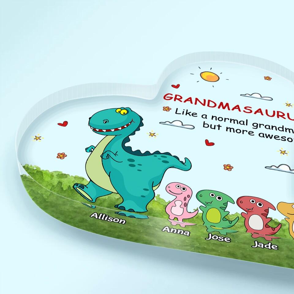 Personalized Heart-shaped Acrylic Plaque - Gift For Grandma - Grandmasaurus Like A Normal Grandma ARND0014