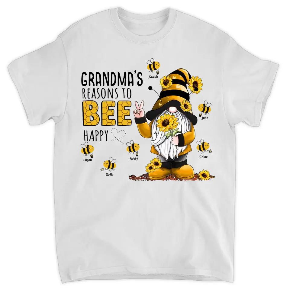 Personalized T-shirt - Gift For Grandma - Grandma's Reasons To Bee Happy ARND036