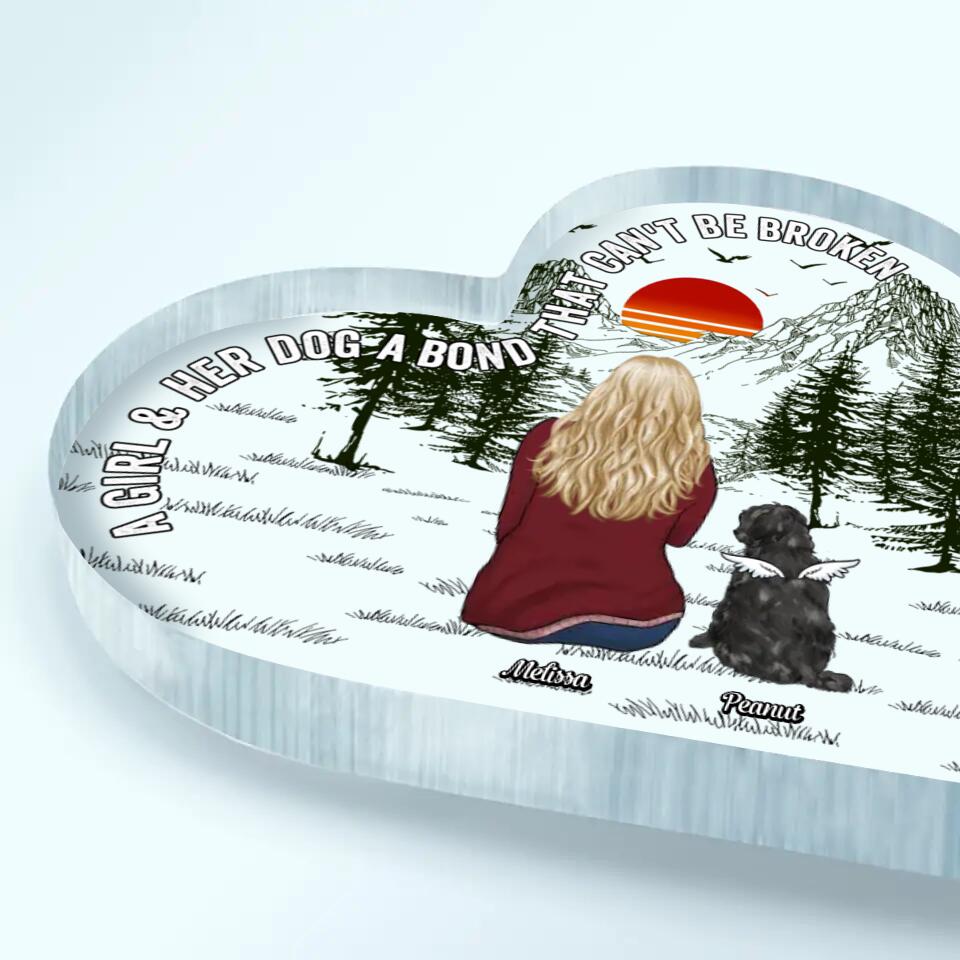Personalized Heart-shaped Acrylic Plaque - Gift For Pet Lover - A Girl And Her Pet ARND036
