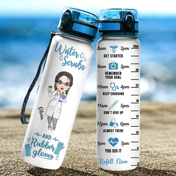 Personalized Nurse Water Scrubs Rubber Gloves Motivational Bottle - Jolly  Family Gifts