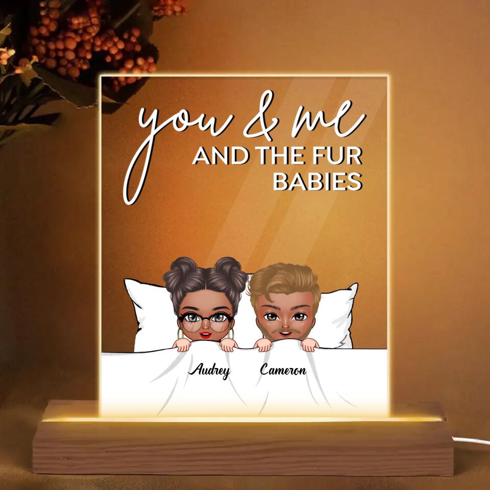 Personalized 3D LED Light Wooden Base - Gift For Pet Lover - You & Me And The Fur Babies ARND0014
