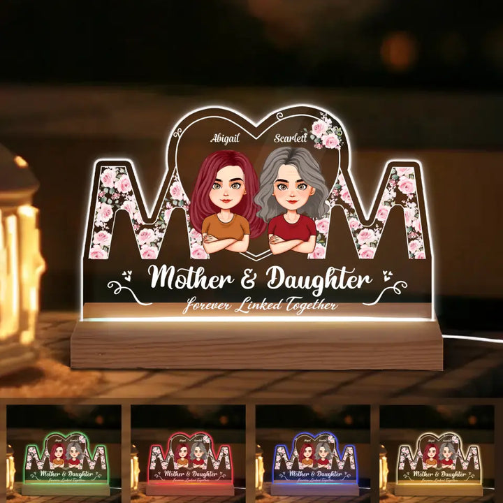 Personalized 3D LED Light Wooden Base - Gift For Mom - We Love You With All Our Hearts ARND036