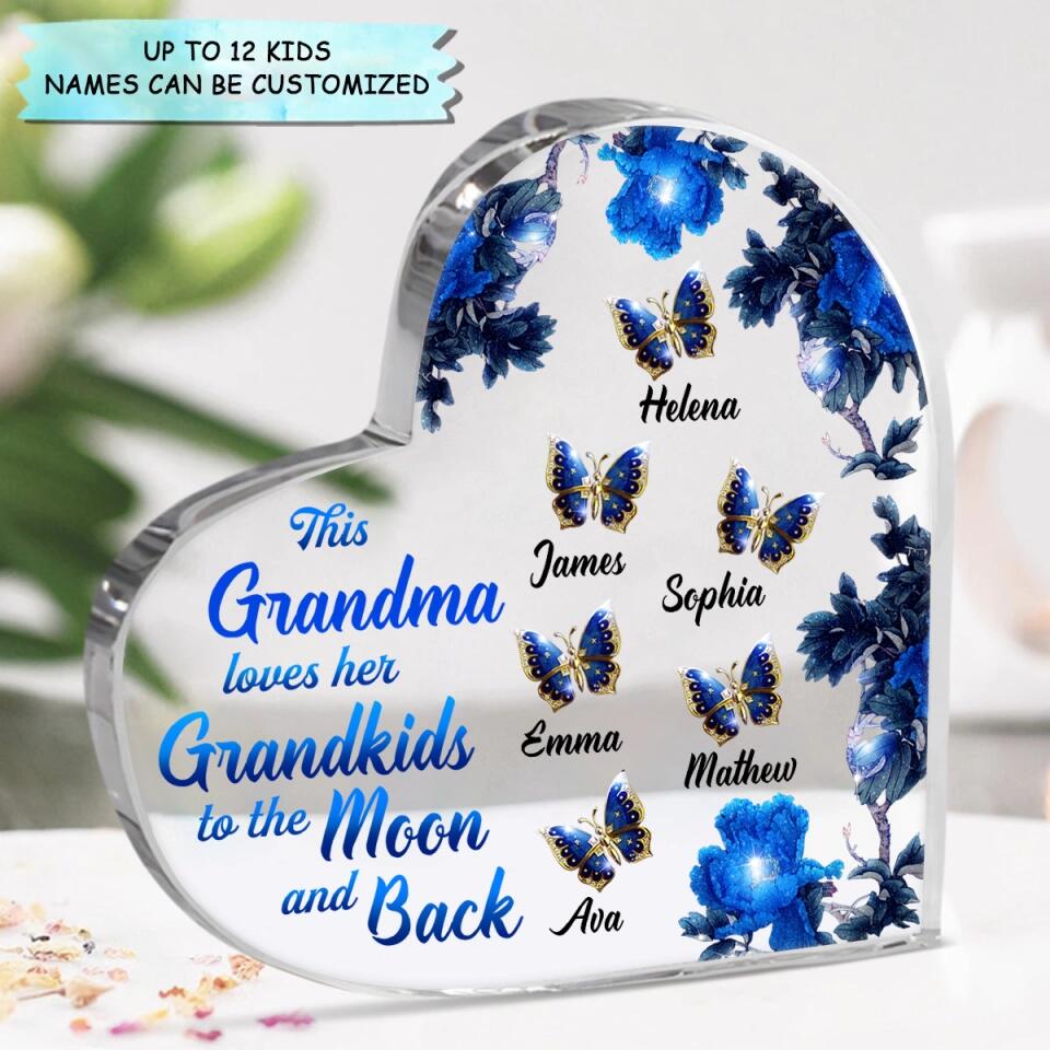 Personalized Heart-shaped Acrylic Plaque - Gift For Grandma - This Grandma Loves Her Grandkids To The Moon And Back ARND005