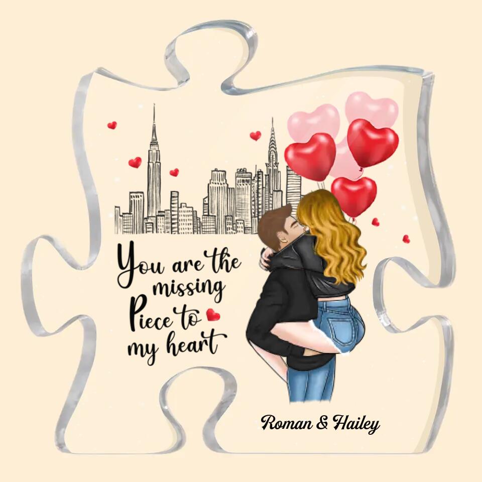 You Are My Missing Piece Couple - Personalized Puzzle Plaque - Heart Photo Puzzle - Couple Gift Designed By Expropriation Interpersonal