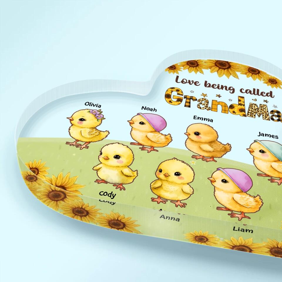 Personalized Heart-shaped Acrylic Plaque - Gift For Grandma - Love Being Called Grandma Chicken ARND0014