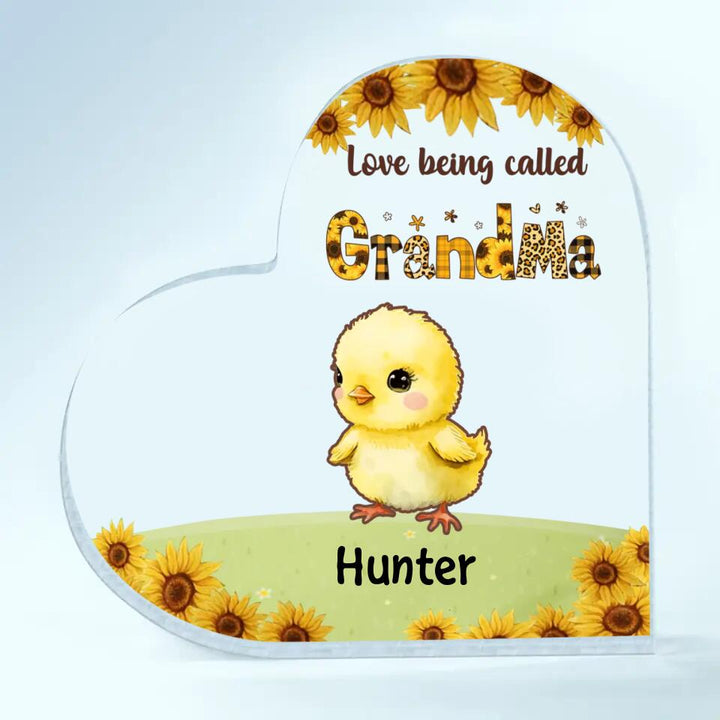 Personalized Heart-shaped Acrylic Plaque - Gift For Grandma - Love Being Called Grandma Chicken ARND0014