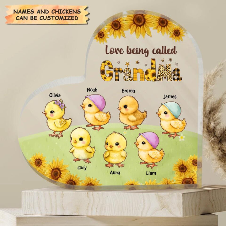 Personalized Heart-shaped Acrylic Plaque - Gift For Grandma - Love Being Called Grandma Chicken ARND0014