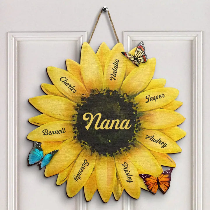 Personalized Door Sign - Gift For Grandma - Grandma's Flower ARND036