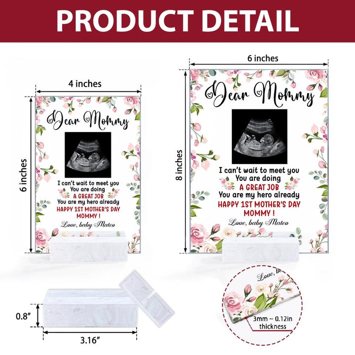 Personalized Acrylic Plaque - Gift For Mom - Dear Mommy, I Can't Wait To Meet You ARND037