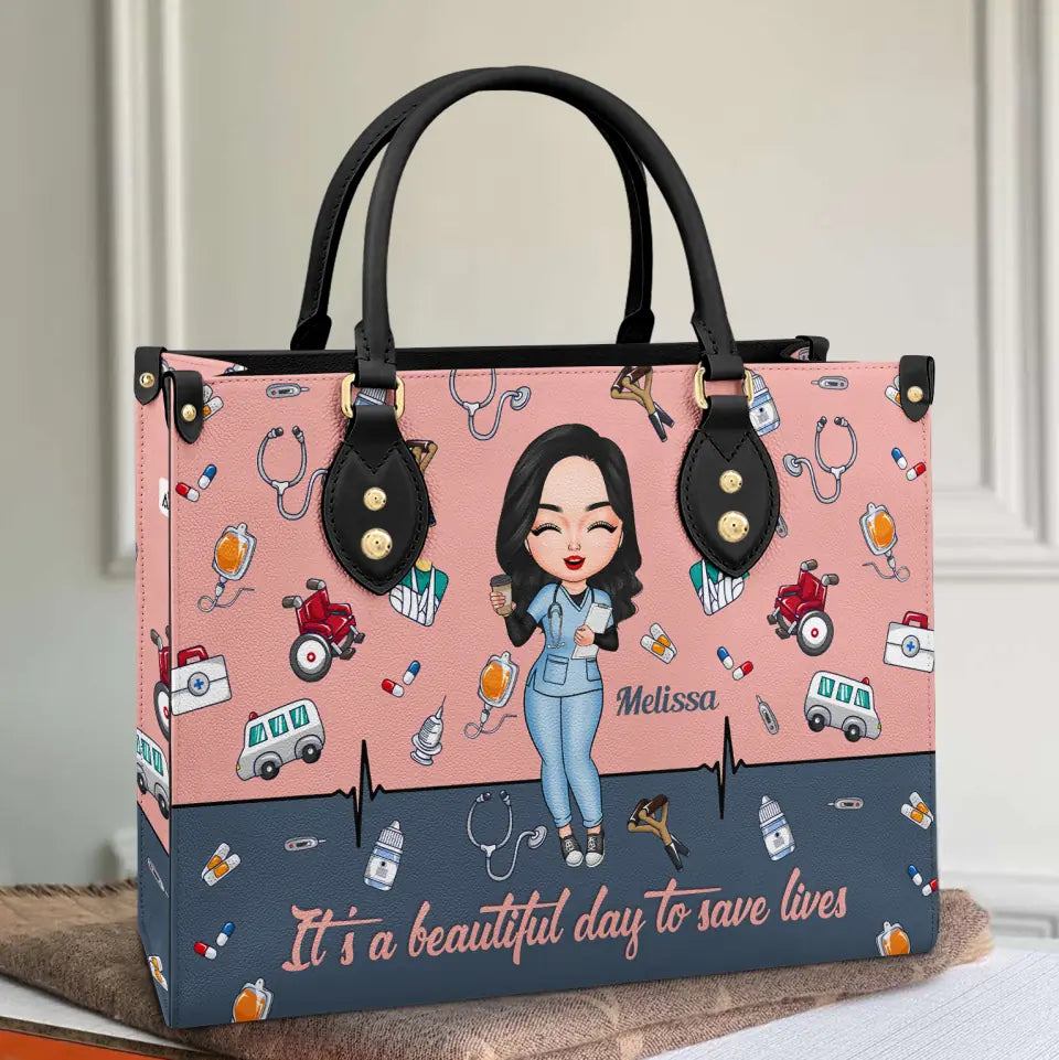 Personalized Leather Bag - Gift For Nurse - She Believed She Could So She Did ARND018