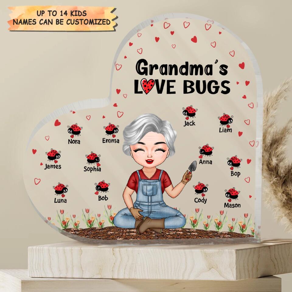 Personalized Heart-shaped Acrylic Plaque - Gift For Grandma - Grandma's Love Bugs ARND0014