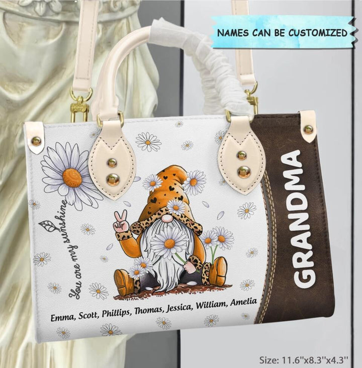 Personalized Leather Bag - Gift For Grandma - You Are My Sunshine Daisy ARND0014