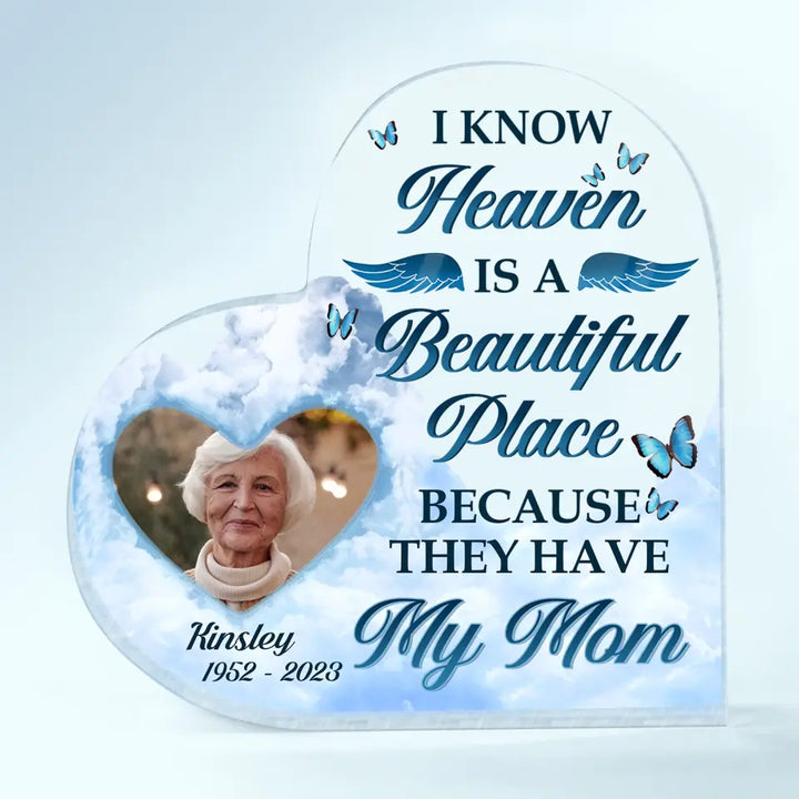 Personalized Heart-shaped Acrylic Plaque - Gift For Family Member - A Big Piece Of My Heart Lives In Heaven ARND037