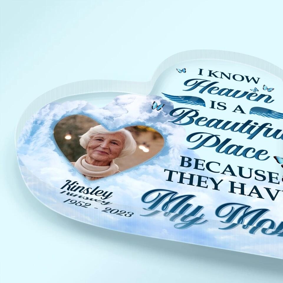 Personalized Heart-shaped Acrylic Plaque - Gift For Family Member - A Big Piece Of My Heart Lives In Heaven ARND037