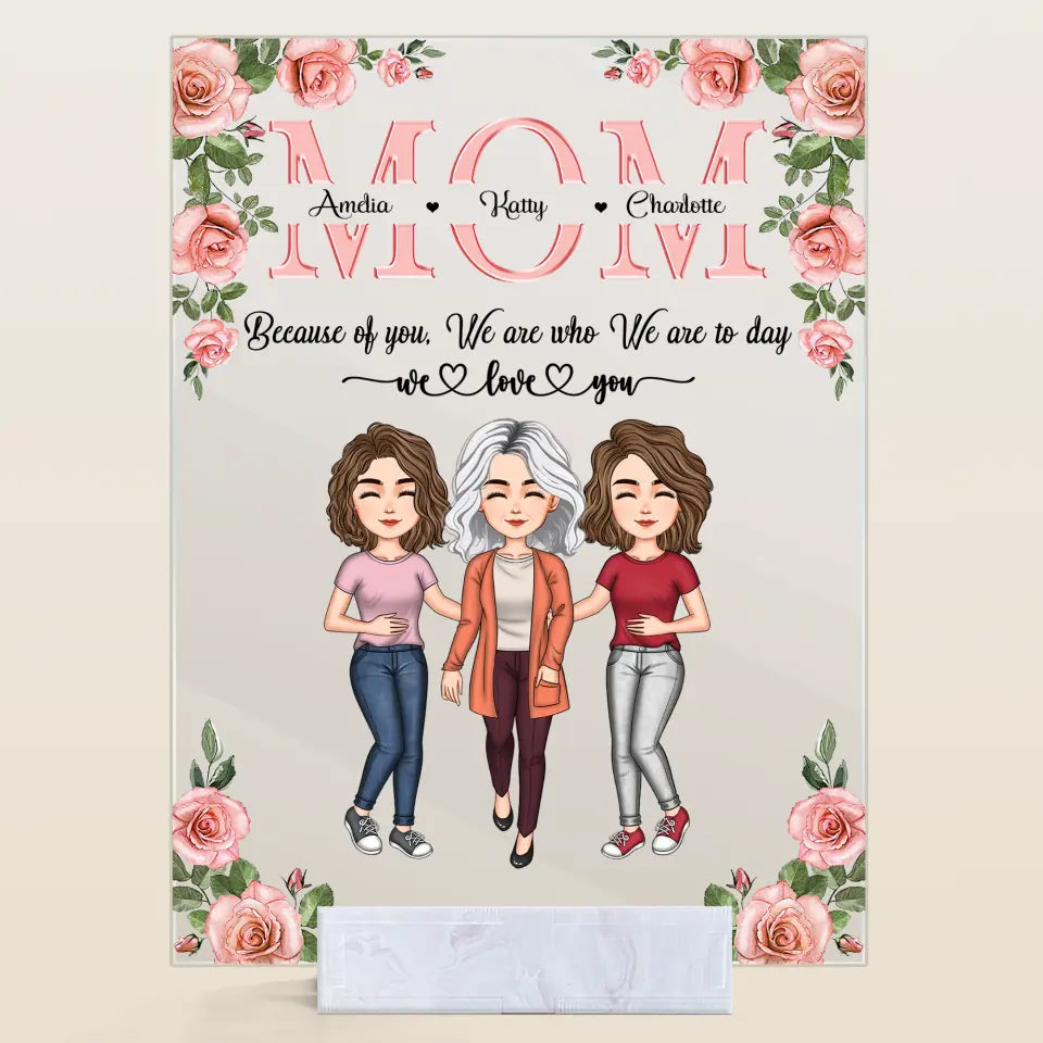 Personalized Acrylic Plaque - Gift For Mom - Mom Everything I Am Because Of You ARND037