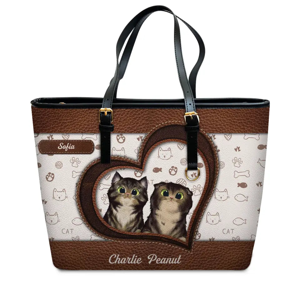 Personalized Leather Bucket Bag - Gift For Pet Lover- Dog Mom Cat Mom ARND037