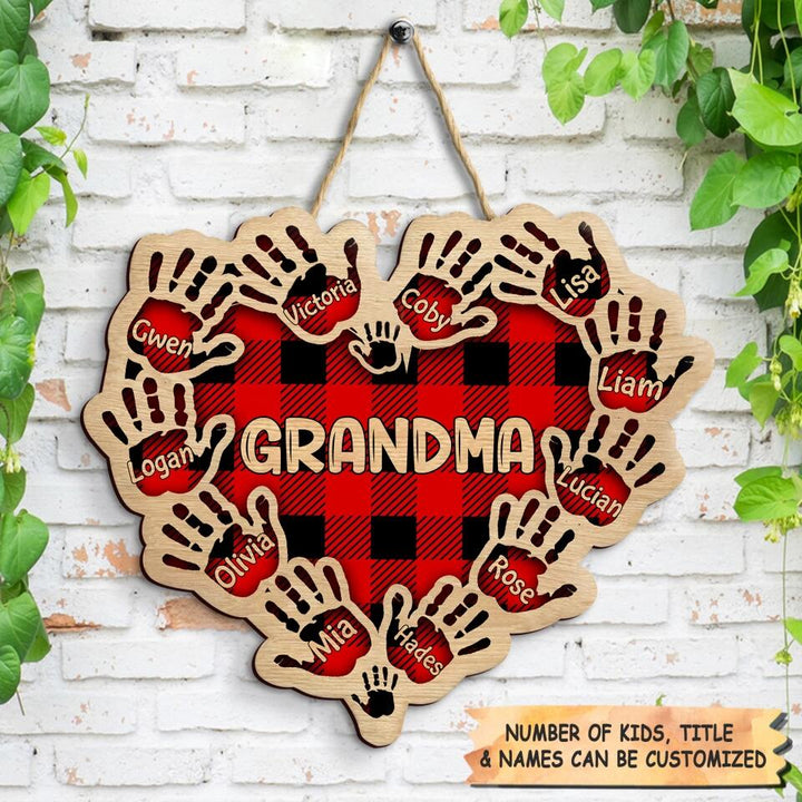 Personalized Door Sign - Gift For Grandma - Grandma's Heart Hands ARND018