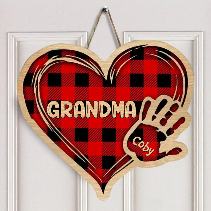 Personalized Door Sign - Gift For Grandma - Grandma's Heart Hands ARND018