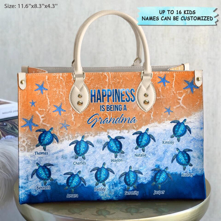 Personalized Leather Bag - Gift For Grandma - Happiness Is Being A Grandma ARND0014