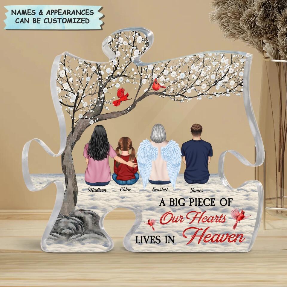 Personalized Puzzle Acrylic Plaque - Gift For Family - A Big Piece Of My Heart Lives In Heaven ARND018