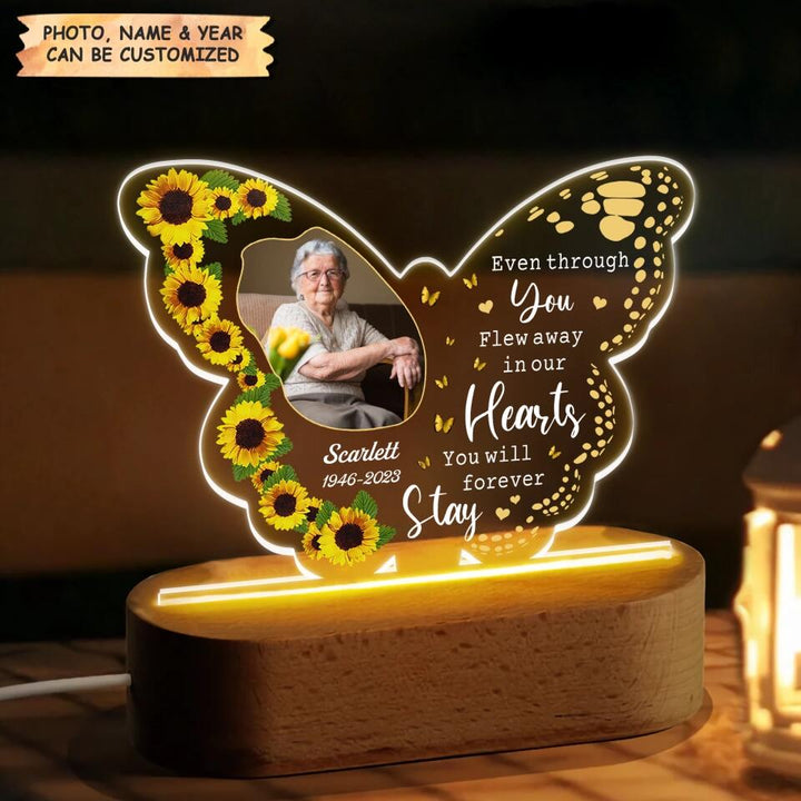 Personalized Acrylic LED Night Light - Gift For Family Member - In Our Hearts You Will Forever Stay ARND037
