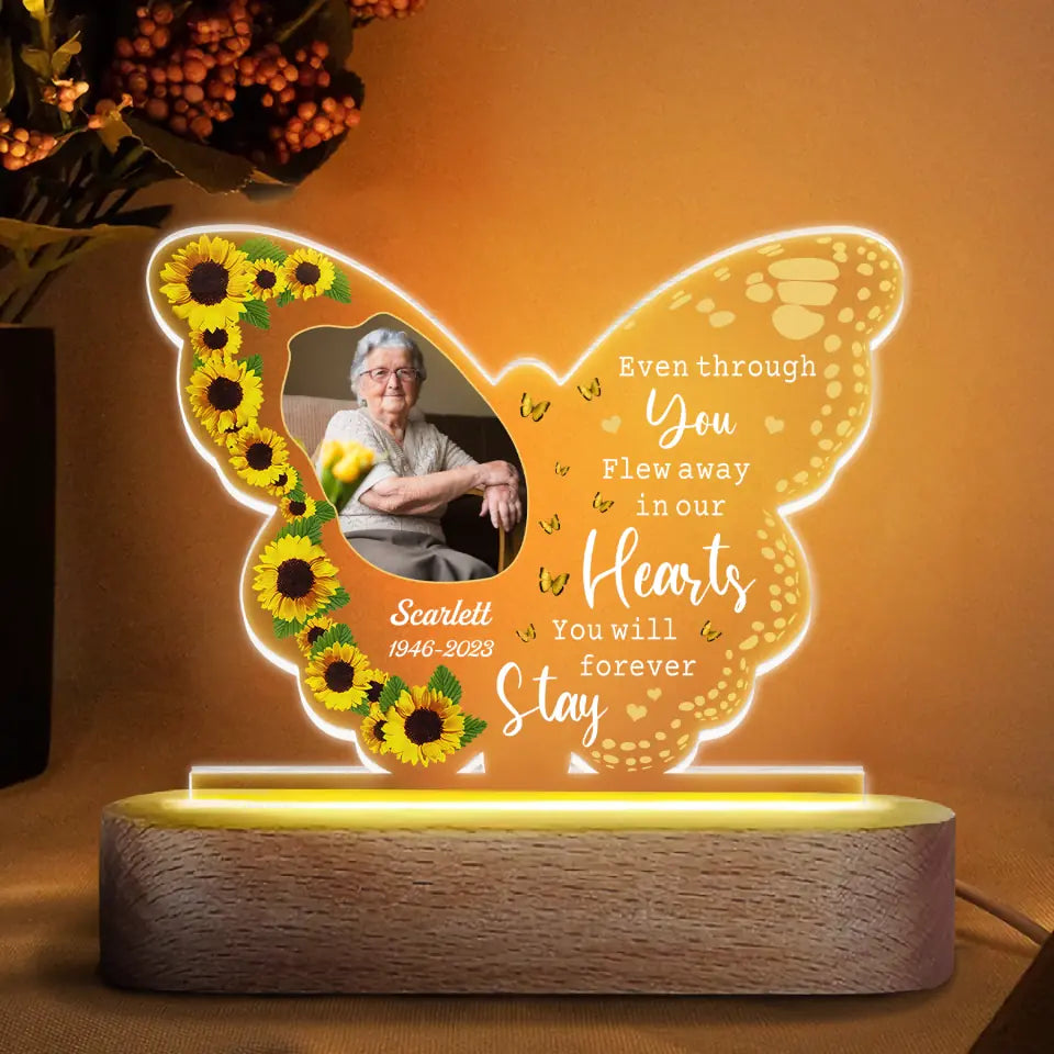 Personalized Acrylic LED Night Light - Gift For Family Member - In Our Hearts You Will Forever Stay ARND037